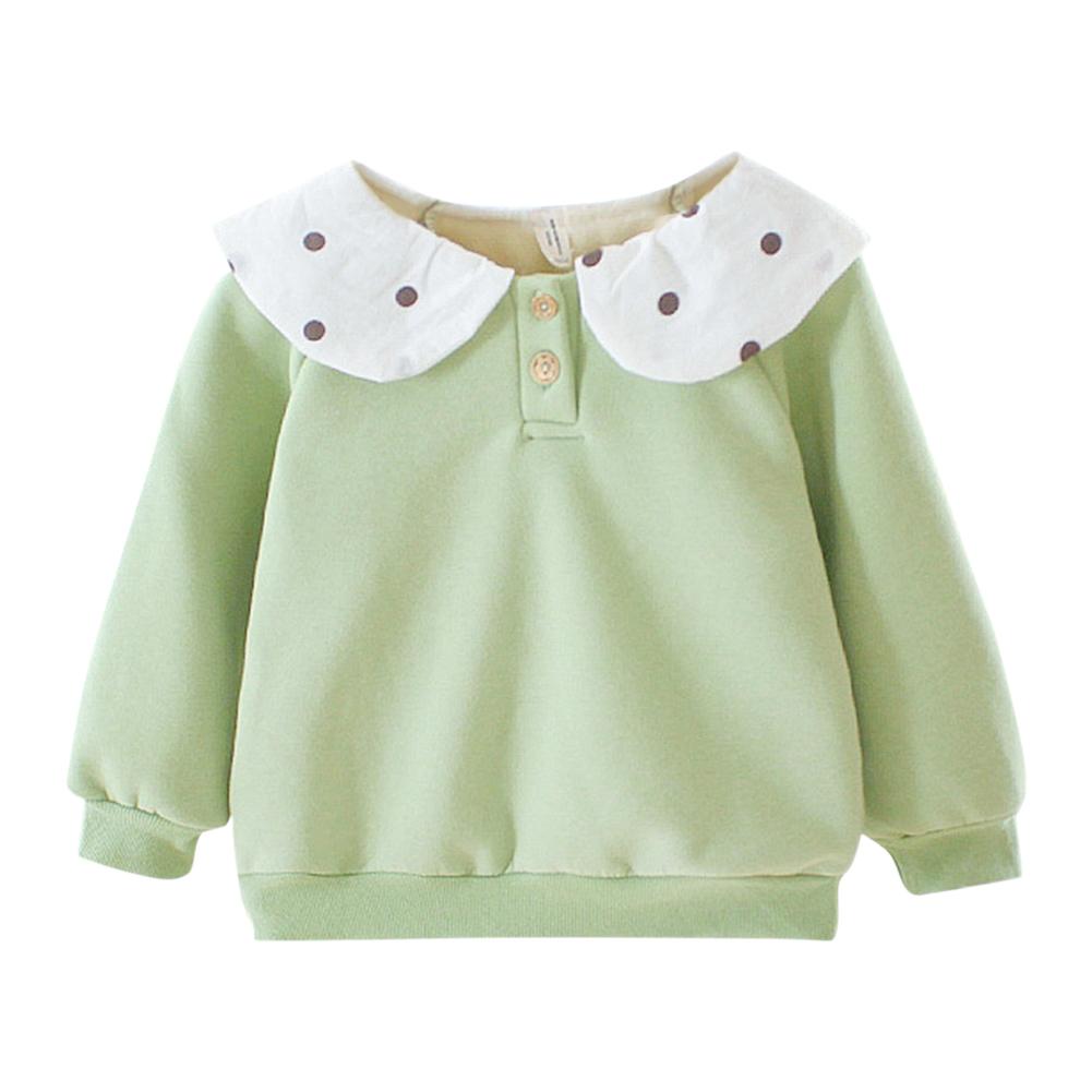 Baby piger sweatshirt delikat sød baby piger langærmet lotus krave fleece varm vinter sweatshirt: Grøn / 12m