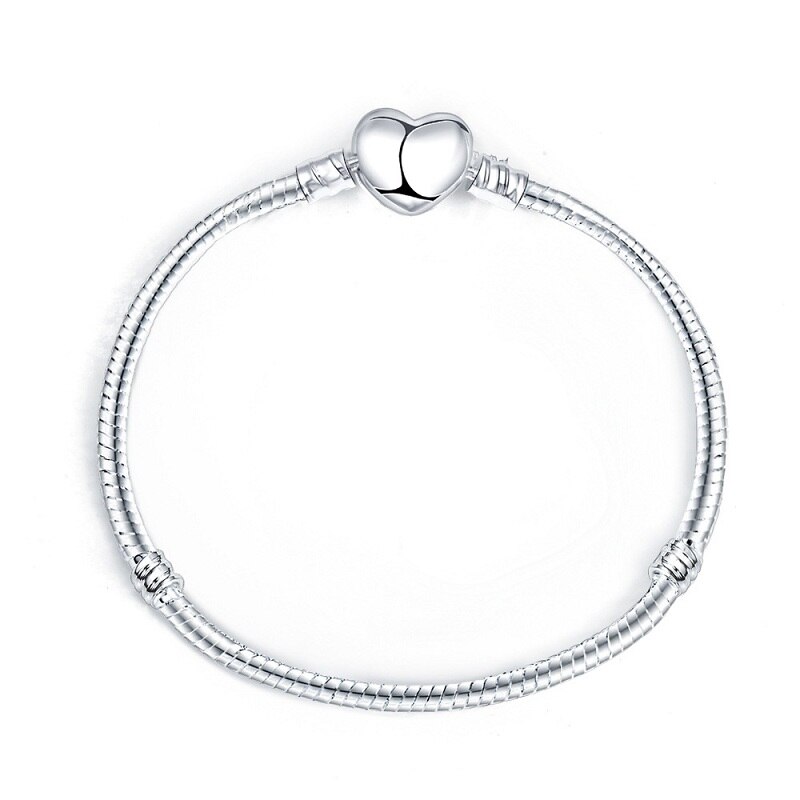 17-21cm Silber Farbe Liebe Schlange Kette Armbinde passen Original Perlen Charme DIY Perle Armreifen Schmuck Machen: CMS1104a / 21cm