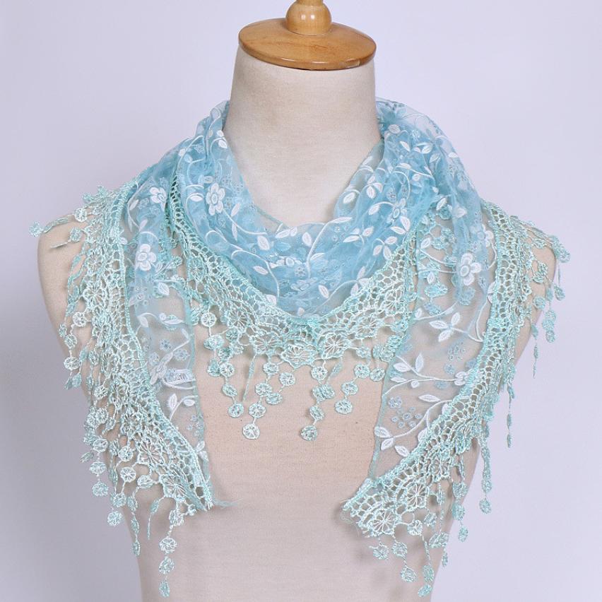 sjaal Vrouwen Lace Sheer Bloemen Sjaal Wrap Tassel Sjaal 7.25