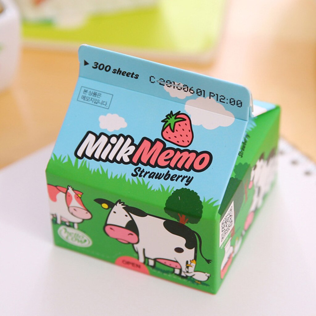Cute Kawaii Drawing Milk carton Notes Paper Pad Sticky Notes Memo Notebook Stationery Post Note Paper Stickers Office School