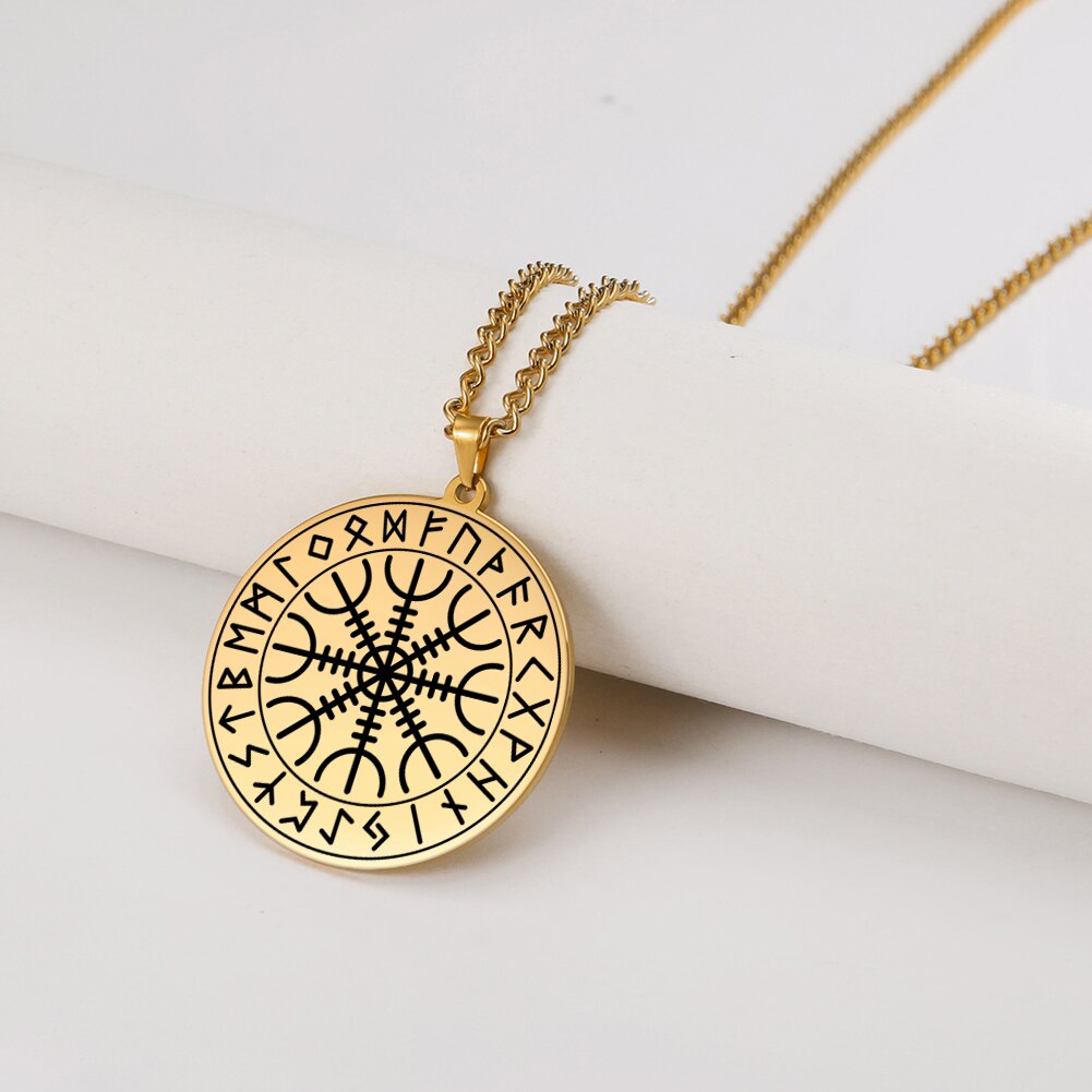 Dawapara nordisch Wikinger Symbol von Nordischen Kompass in Rune Kreis Vegvisir Anhänger Halskette Edelstahl Schmuck Amulett Halsketten