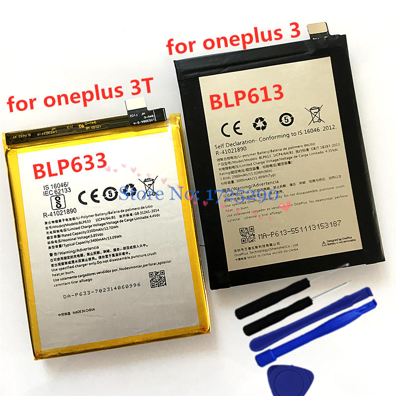 BLP571 BLP597 BLP613 BLP633 Battery For OnePlus 3T 3 2 1 1+ OnePlus3T 1 2 3 3T Battery + Tools