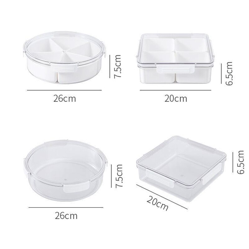 Plastic Airtight Food Containers with Transparent Lid Snack Box Fruit Tray with Compartments Kitchen Refrigerator Organizer