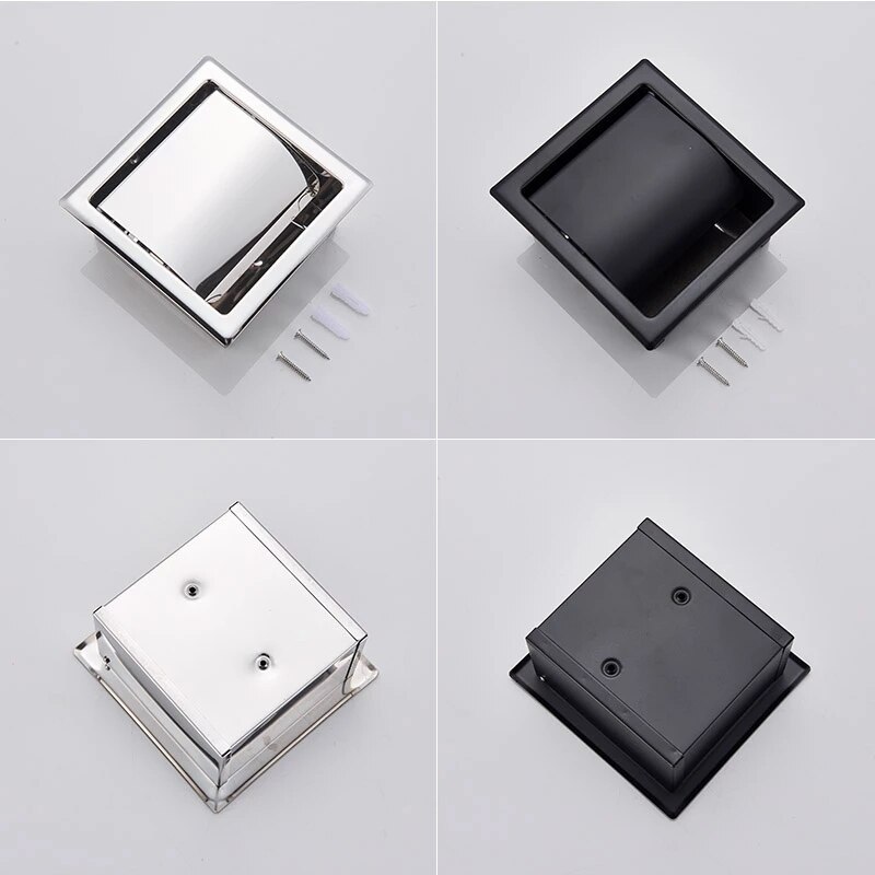 Matte Black Toilet Paper Holder Stainless Steel Wall Mounted Chrome Bathroom Roll Tissue Paper Rack With Cover