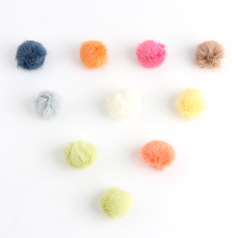 35mm/10 Uds. Bolas de piel de conejo pompón Artificial Multi color pompón DIY pompones manualidades para bolas de pelo Furball suministros de costura