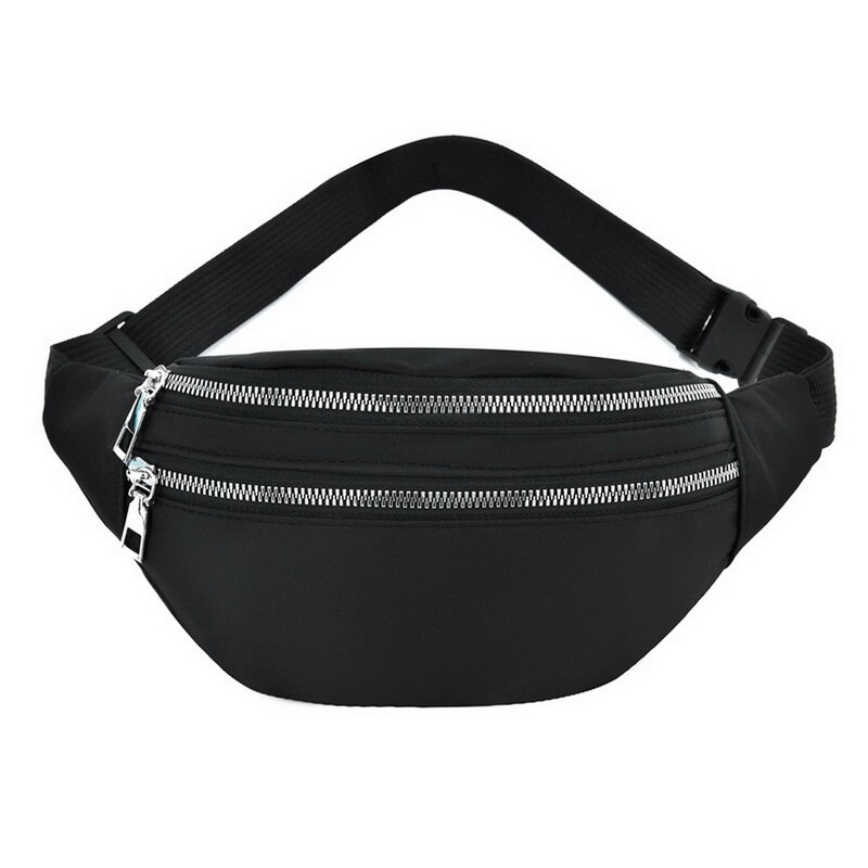 Ladies Waist Bag Zipper Large Capacity Male Casual Sports Crossbody Bags Multifunctional Shoulder Bag For Women: black