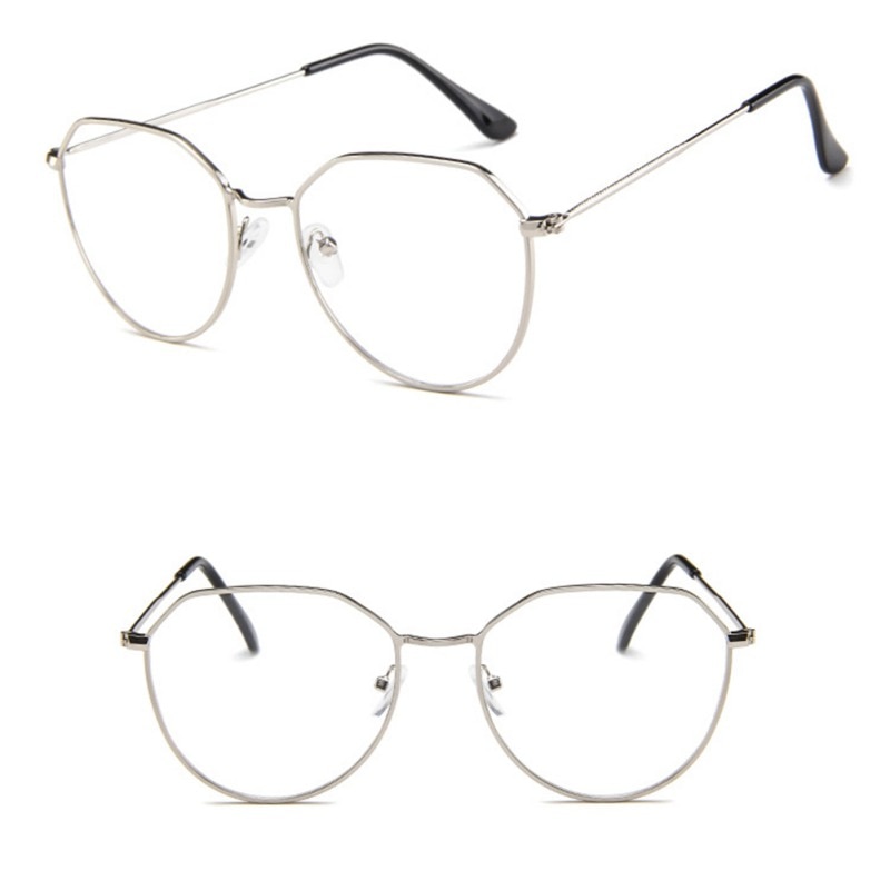 Unisex retro uregelmæssig flerfarvet polygonramme klar linse briller optiske briller ，