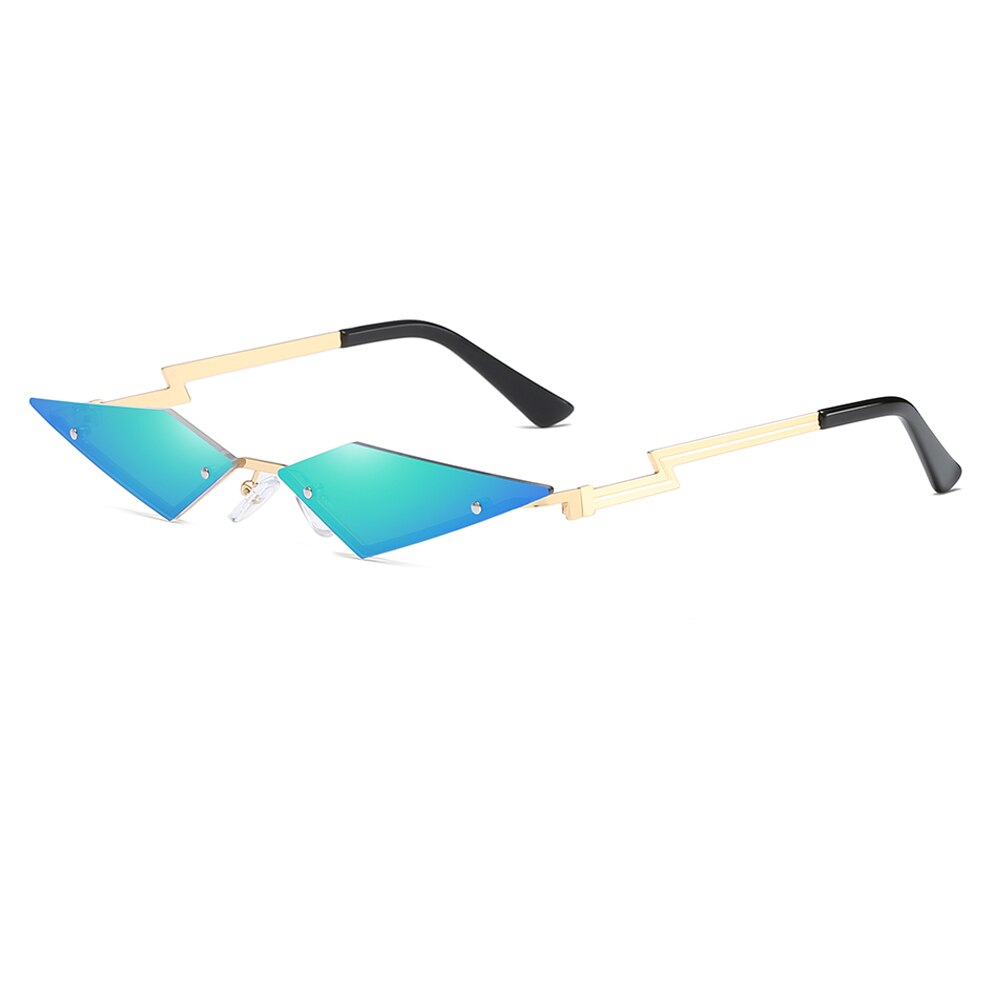Zonnebril streetwear vleermuisvorm zonnebril dames randloos true film lens  uv400 heren retro vuur vlam: C04