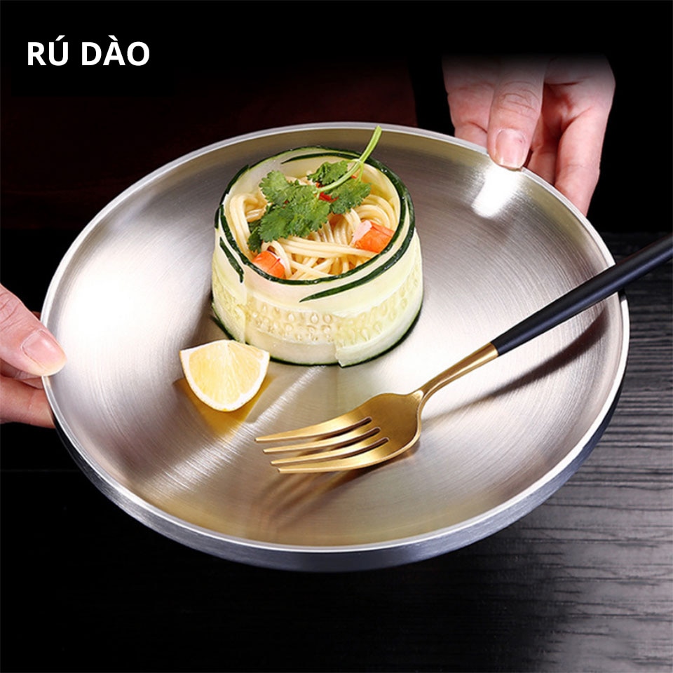 Dinner Plates Stainless Steel Western Steak Round Tray Kitchen Serving Dishes Salad Shape Round Plate Cake Dessert Unique Tray