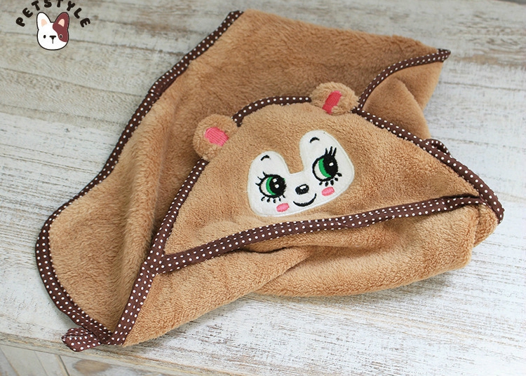 Mignon chien chat bain à capuche cape serviette peignoir pour animaux de compagnie doux polaire intérieur pyjamas Manta Mascotas Chihuahua Yorkshire couverture produits: S / Black