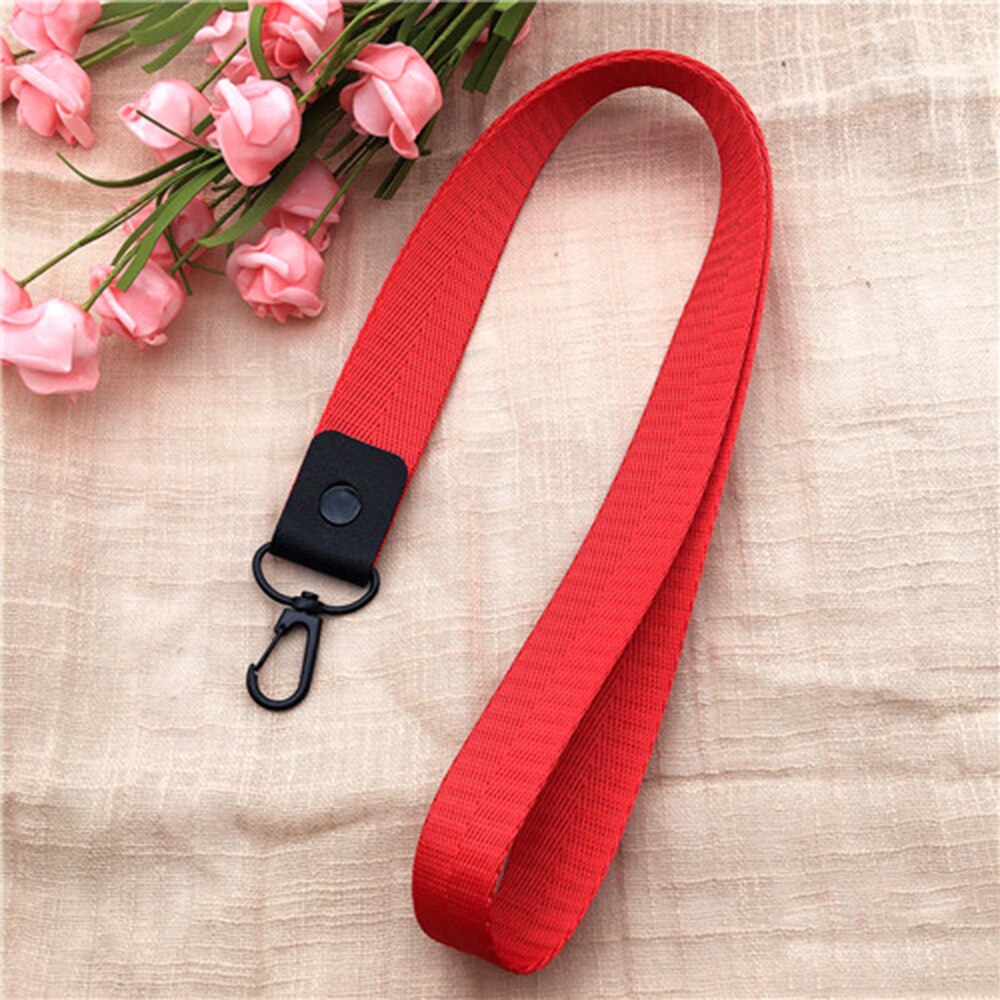 Effen Kleur Lanyards Tag Houder Neck Hang Id-kaart Lanyards Polsbandje Sleutel Touw Mobiele Telefoon Riemen Id-kaart Sleutelhanger zwart Rood: L red