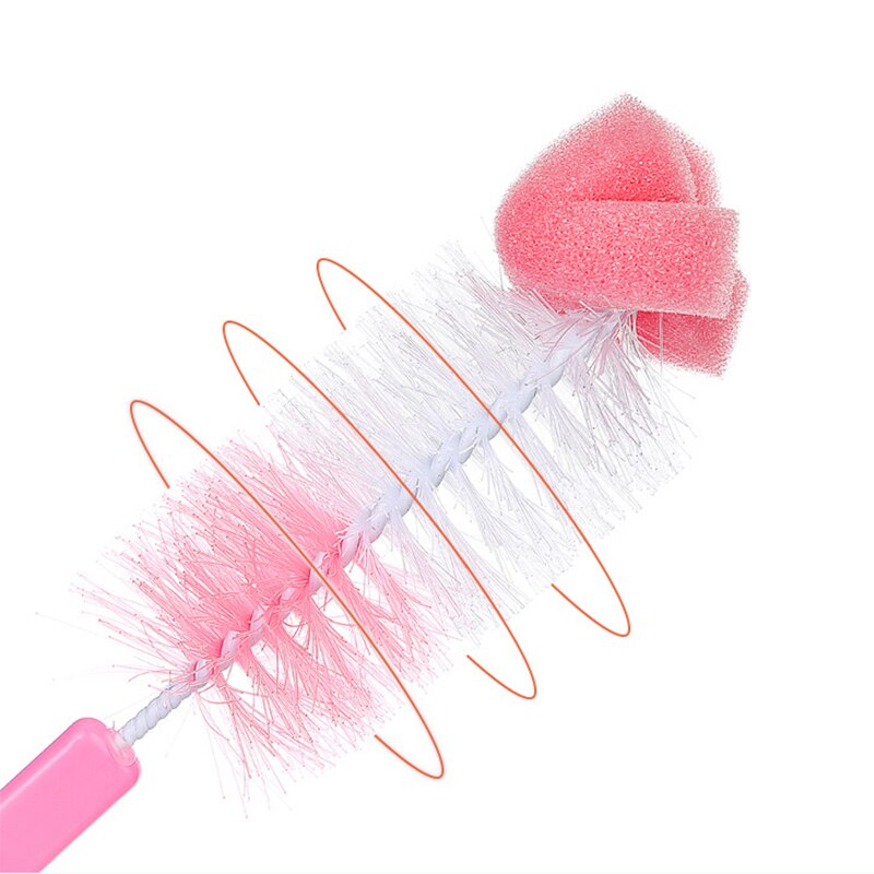 Esponja de limpeza para garrafas de bebê, esponja giratória de 360 graus, escova com cabo, utensílios de limpeza, lavagem