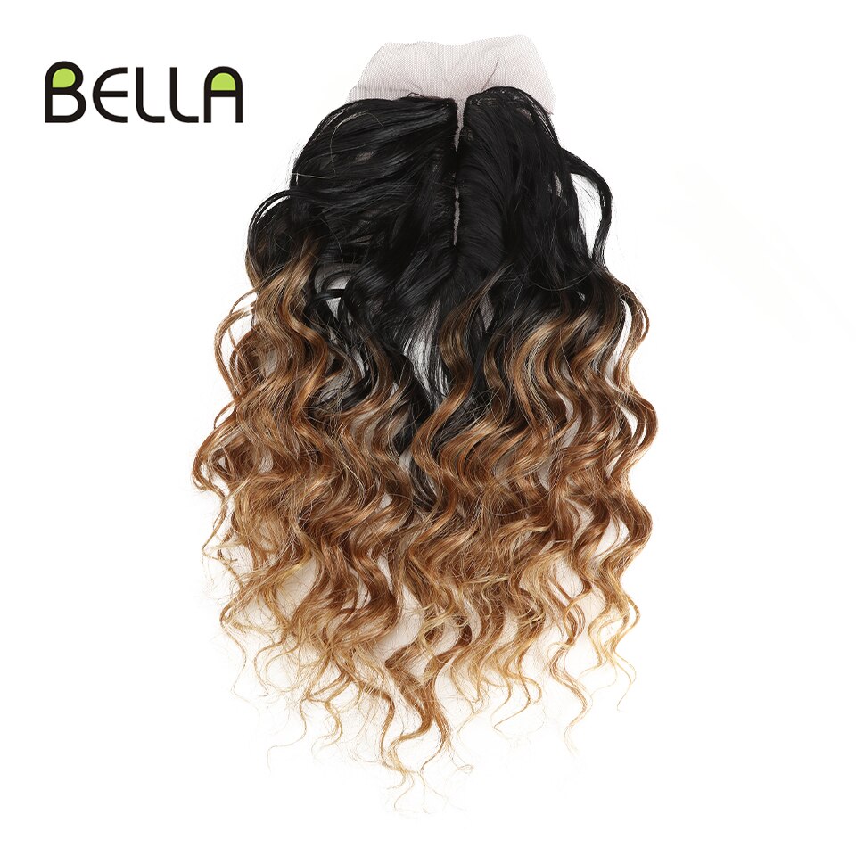 Bella de la onda profunda mechones extensiones de pelo ondulado mechones Ombre marrón 7 piezas 12 14 16 pulgadas 240g extensiones de cabello sintético 3 colores disponibles