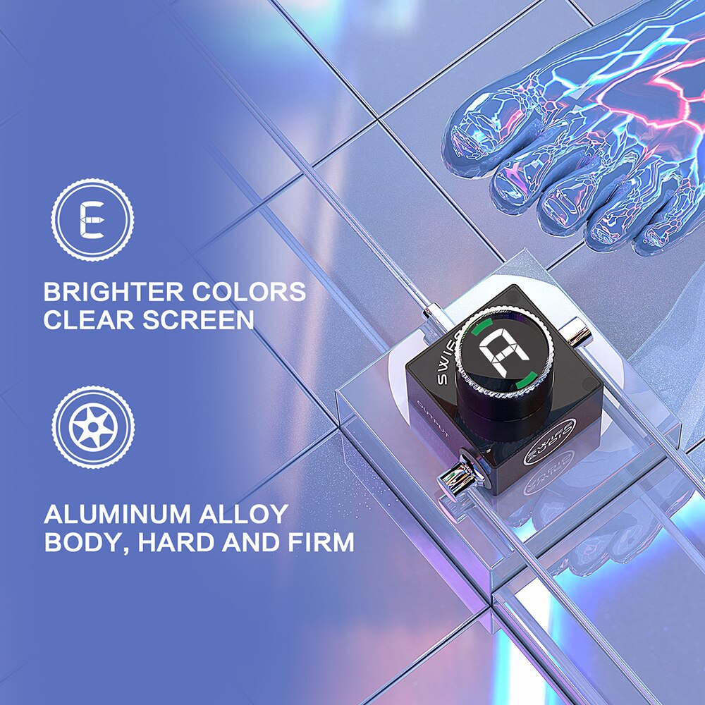 Swiff mini pedal tuner til kromatisk guitar bas mute tuning hd led display justerbar  a4 område værdi 430-449hz guitar tilbehør