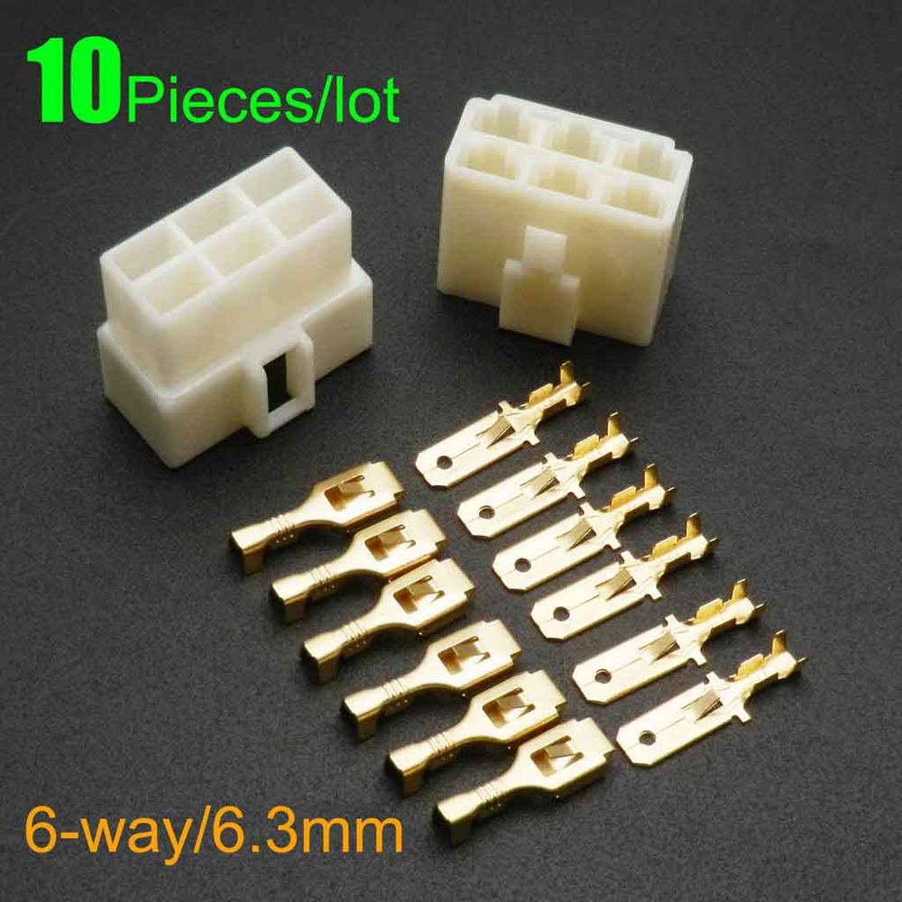 10 Pieces/lot 1 2 3 4 6 8 Way 6.3mm Electrical Multi Plug Connector Terminal Block Pin Wiring: 6-way X10 pieces
