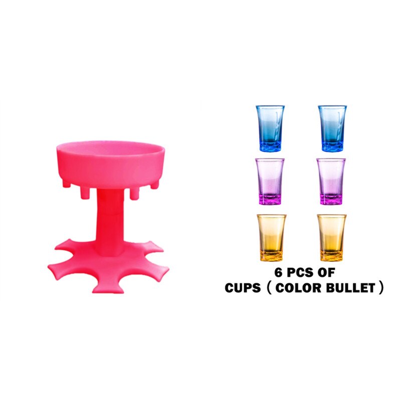 6 Shot Glass Dispenser Holder Wine Glass Rack Cooler Beverage Dispenser Party Started Fast Games Drinking Tools Bar Accessoies: Pink with Color Cup