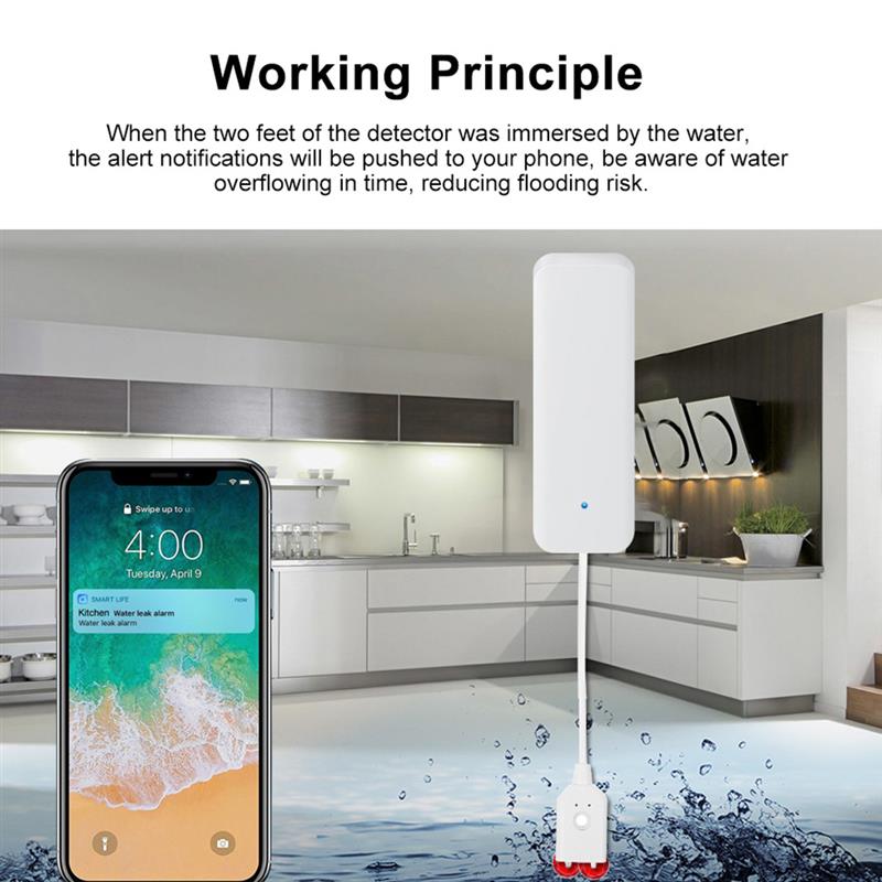 Tuya Home Alarm Water Leakage Alarm Independent WIFI Water Leak Sensor Detector Flood Alert Overflow Security Alarm System
