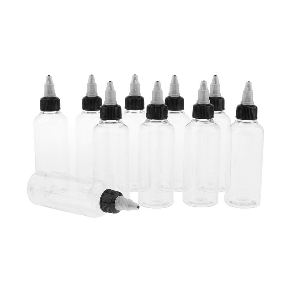 10 stk. 100ml tom plastflaske med vridd toppdeksel applikator for løsningsmidler, oljer, maling, blekk, væske, lim