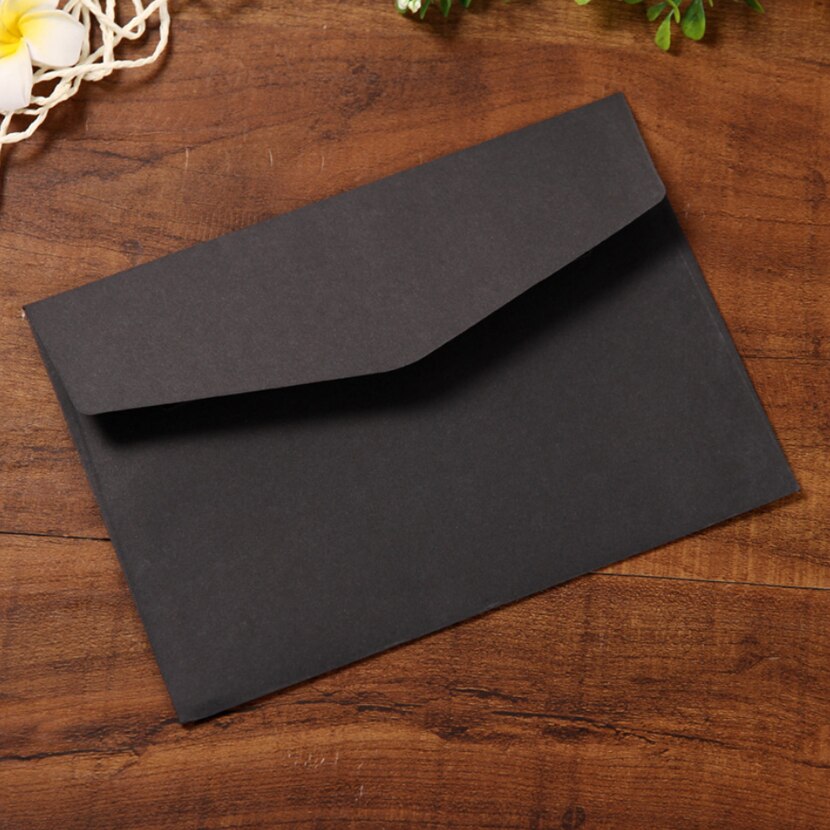10 stuks klassieke papieren enveloppen, wit zwart kraftpapier, blanco papier met venster, envelop voor huwelijksuitnodiging