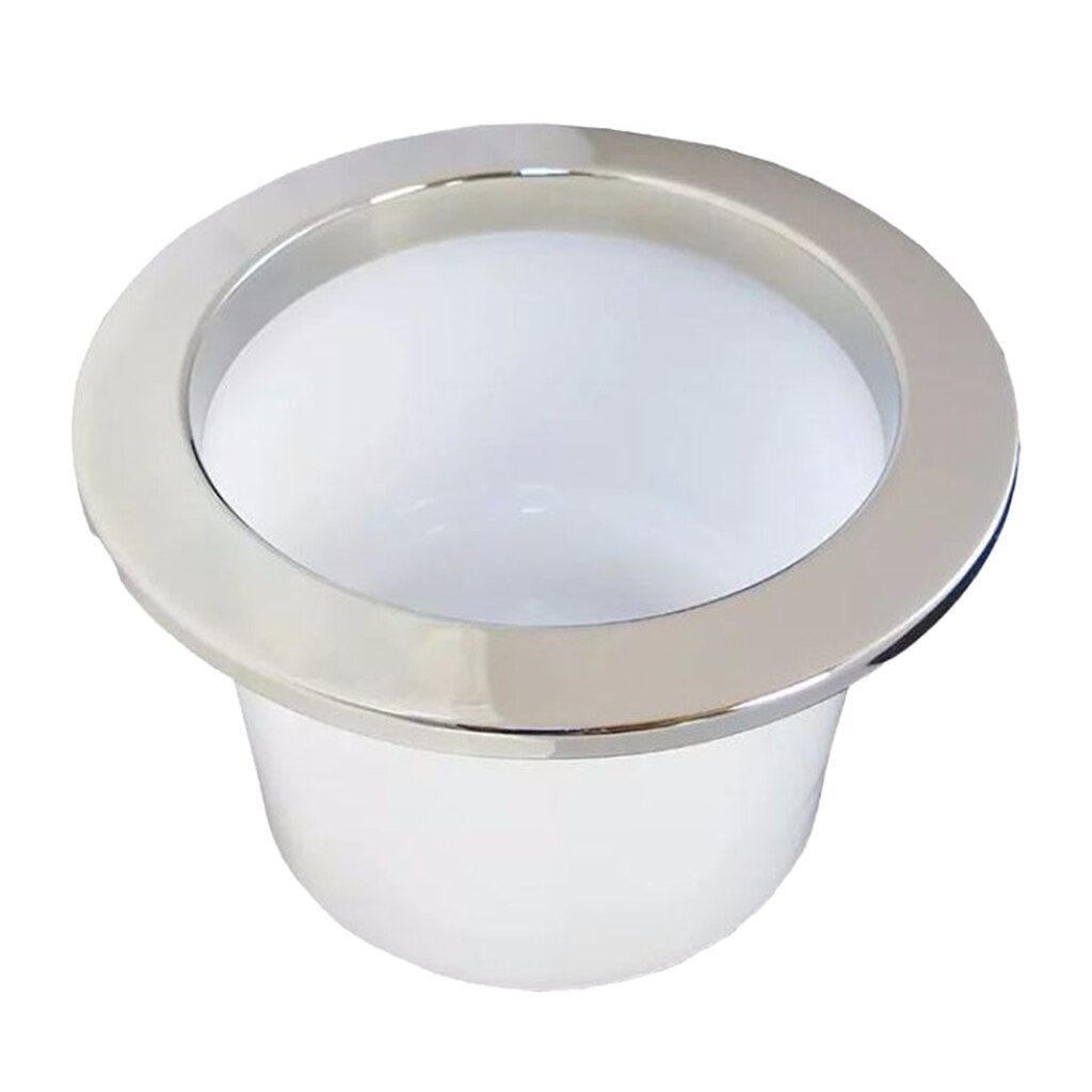 12 Volt Boat Marine RV Cup Holder With Blue LED Light Lamp & Stainless Steel Rim