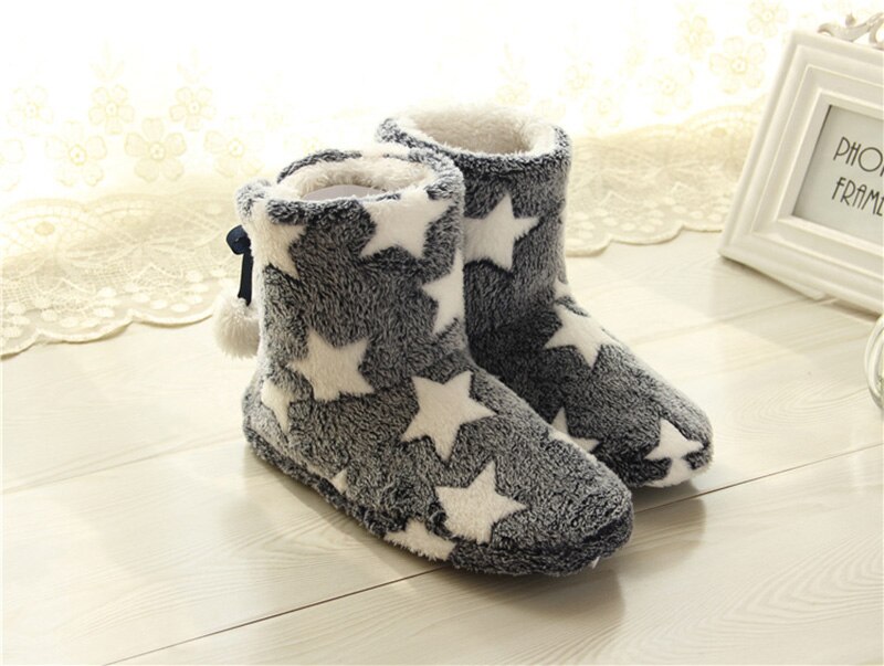 Pantoufles de coton hiver nouvelle maison chaussures hiver intérieur coton soins chaussures femmes antidérapantes à semelles épaisses chaussures faites à la main: Grey / 39