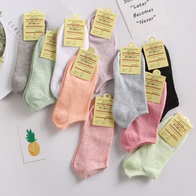 10 Paren/partij Sokjes Pack Lot Vrouwen Zomer Katoen Korte Sokken Vrouw Solid Casual Studenten Meisjes Boot Sok: mixing 10 pairs
