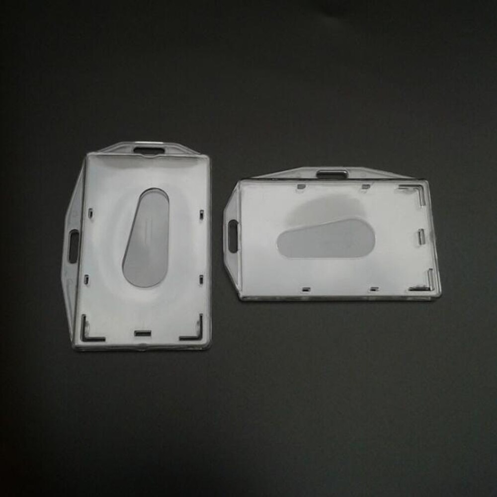 Soporte de placa de identificación de 2 caras, plástico duro, Horizontal y Vertical, transparente, con ranuras para el pulgar, 2-3 tarjetas de identificación, 5 paquetes