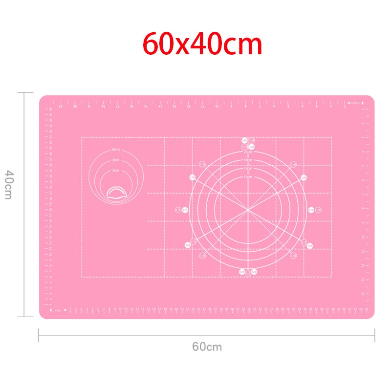 Antihaft Silikon zurück Skala matt Ofen rollen Teig Pad Lebensmittel Klasse Backen rollen Fondant Gebäck Matten Kuchen Kochen Werkzeug Neue: 60x40cm Rosa