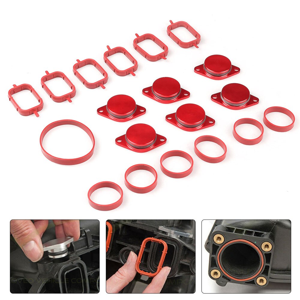 For BMW M57 6X33mm Auto Replacement Parts Swirl Blanks Flaps Repair Delete Kit with Intake Gaskets Key Blanks: Red