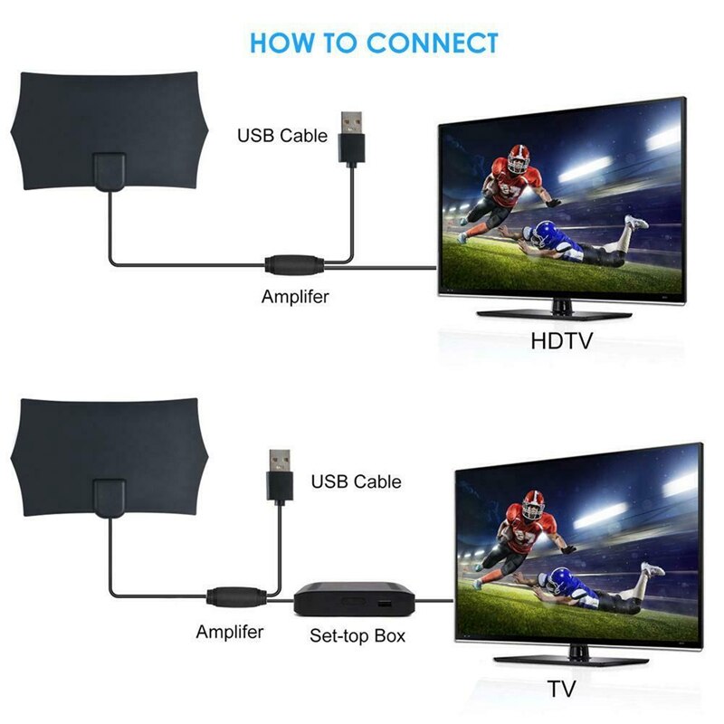 980 Miles 4K Digital HDTV Indoor TV Antenna with Amplifier Signal Booster TV Radius Surf Fox Antena HD TV Antennas Aerial