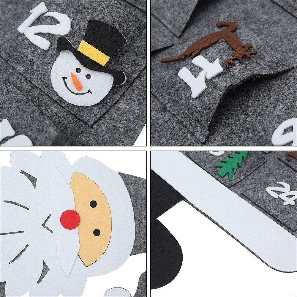 Felt Christmas Advent Calendar with Pockets Wall Hanging Santa Felt Advent Calendar 24 Days Countdown Calendar for Home Decor