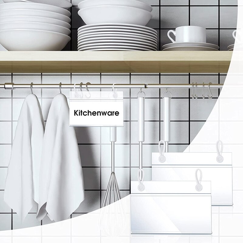 ! 60Pcs Plastic Mand Label Houders, prijs Teken Draad Plank Met Clip Lock Sluiting Met 60 Stuks Label Papier Insert