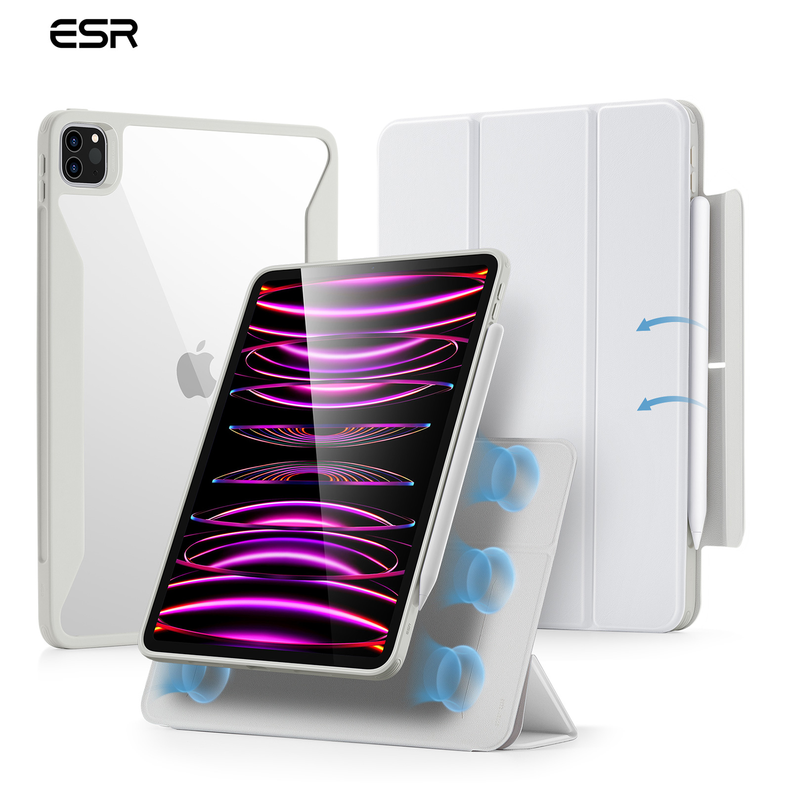 ESR para iPad Air 13/11 pulgadas (2025/2024) M3/M2 con portalápices soporte Vertical cubierta magnética extraíble para Air 5/4: Ipad Pro11 2020 / Verde