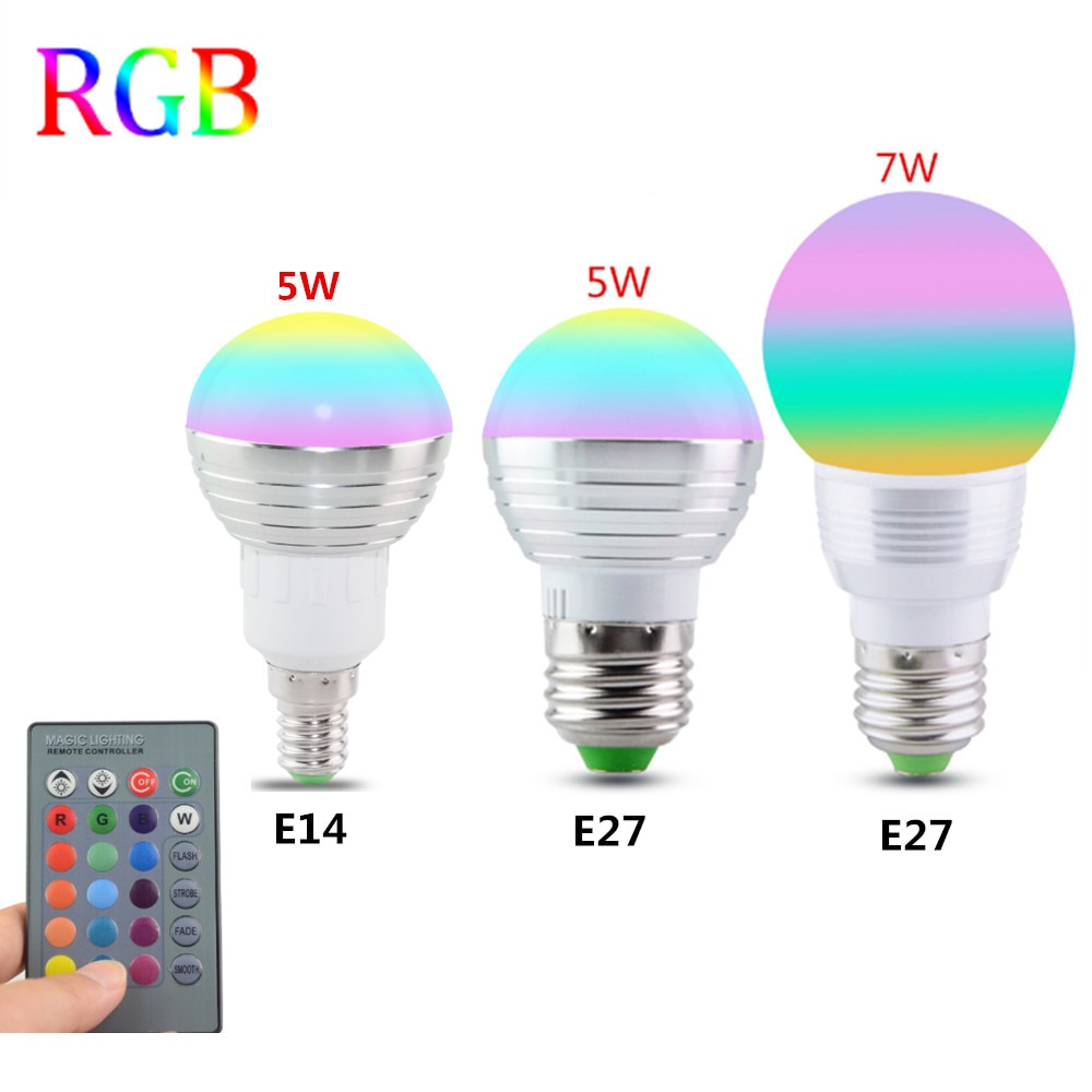 E27 E14 LED 16 Kleur Veranderende RGB Magic Light Bulb Lamp 85-265V 110V 120V 220V RGB Led Light Spotlight + Ir-afstandsbediening