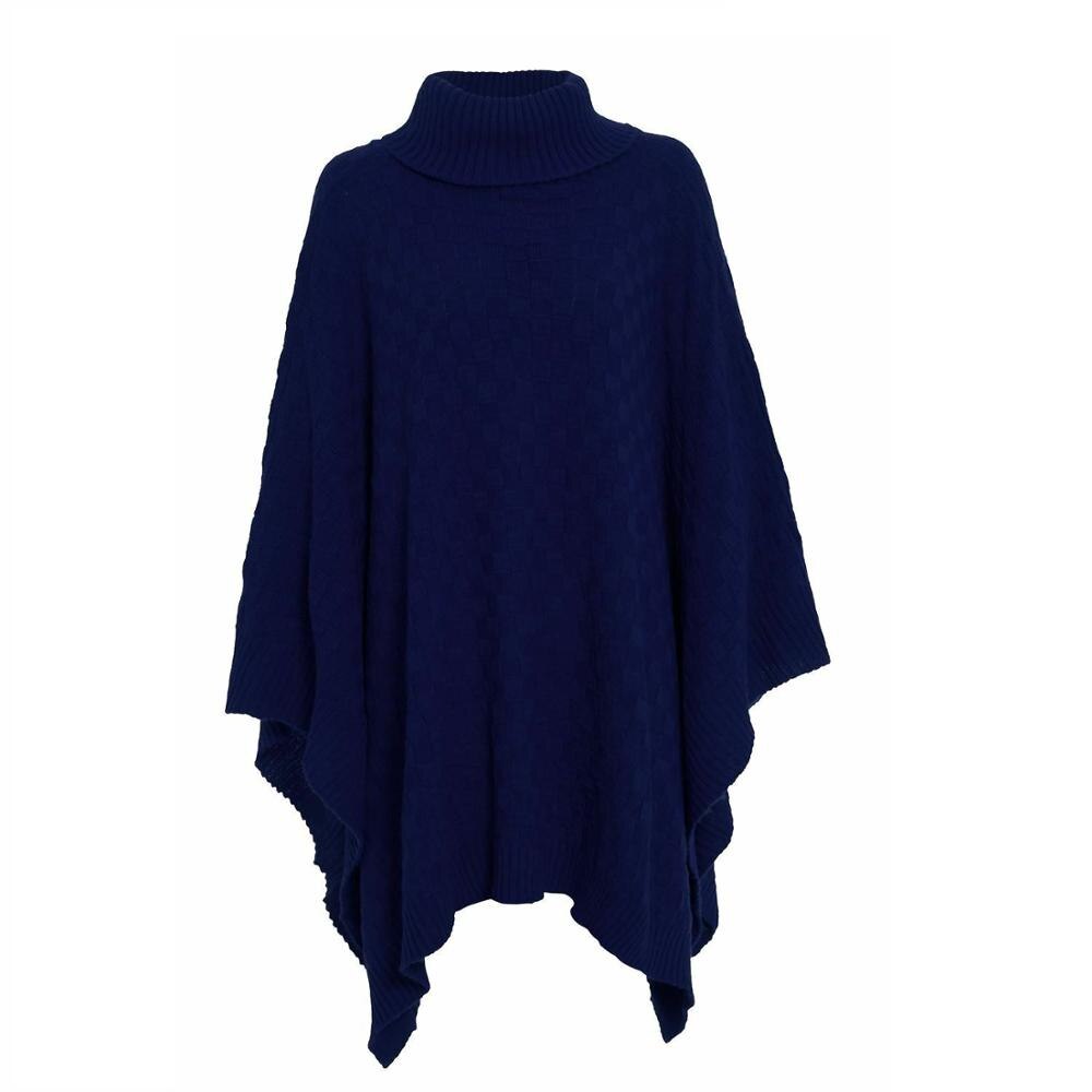 Zogaa rød turtleneck efterår vinter kvinder sweater sjaler kappe damer solid gitter strikket wrap wrap træk femme poncho jumper cape