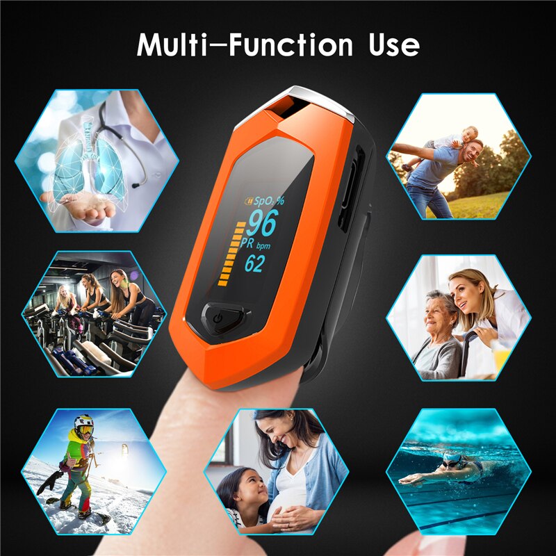 Rechargeable Finger Oximeter Portable Pulse oximetro SpO2 PR PI OLED Oximetro Heart Rate Monitor Saturation Meter Saturometro