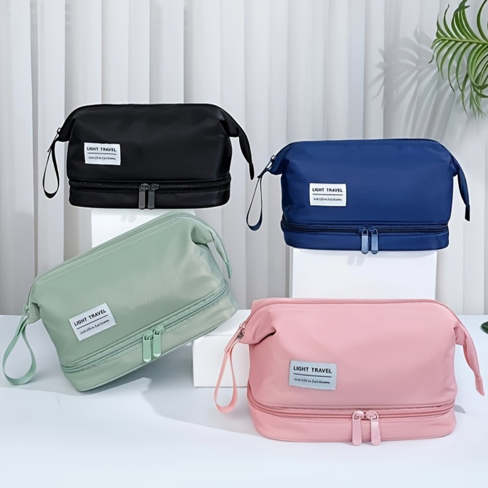 Stor kapacitet kosmetikväska dubbelskiktad necessär sminkorganisatör necessär reseväska bärbar reseväska