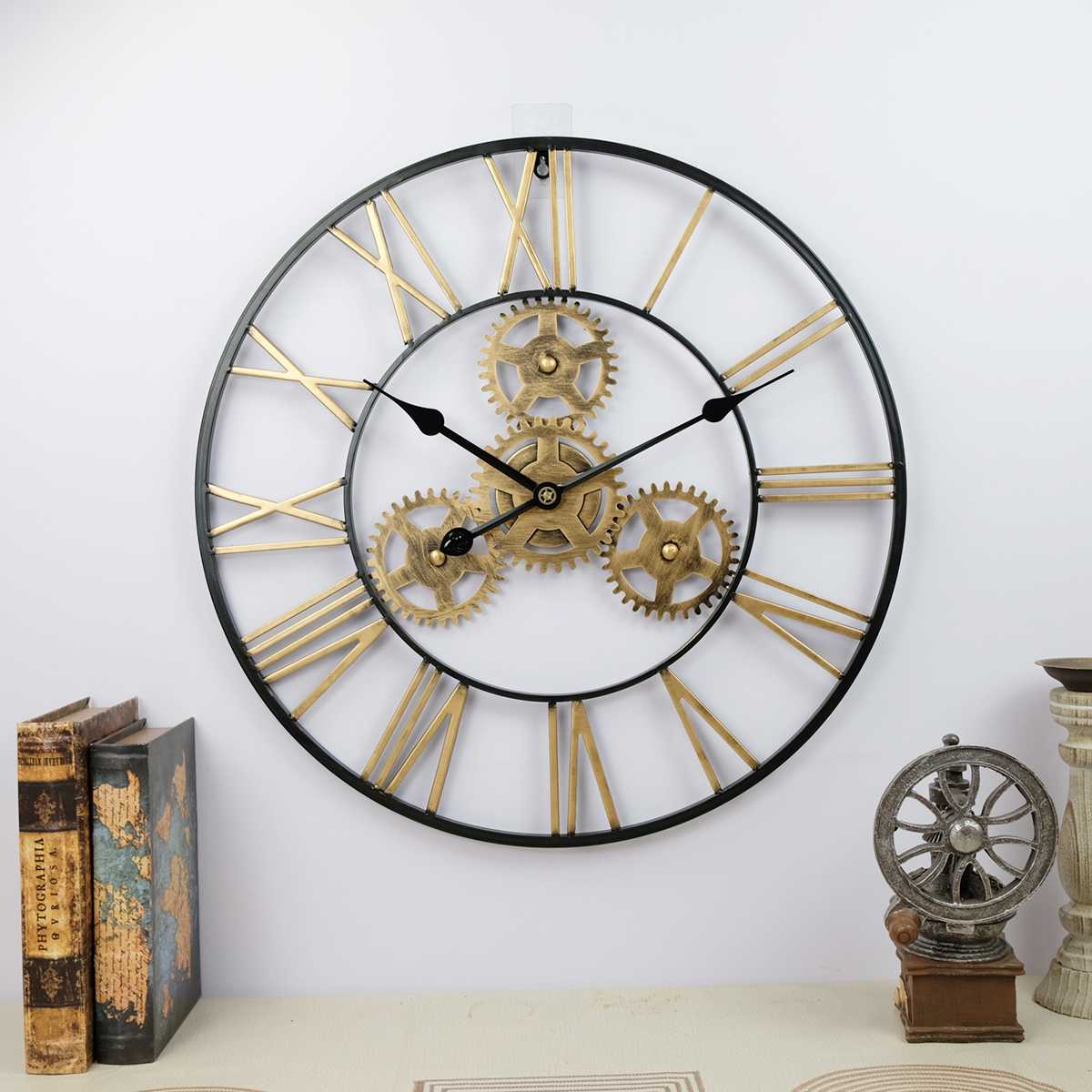 Dia60cm Industrial Gear Wall Clock Decorative Retro MDL Wall Clock Industrial Age Style Room Decoration Wall Art Decor