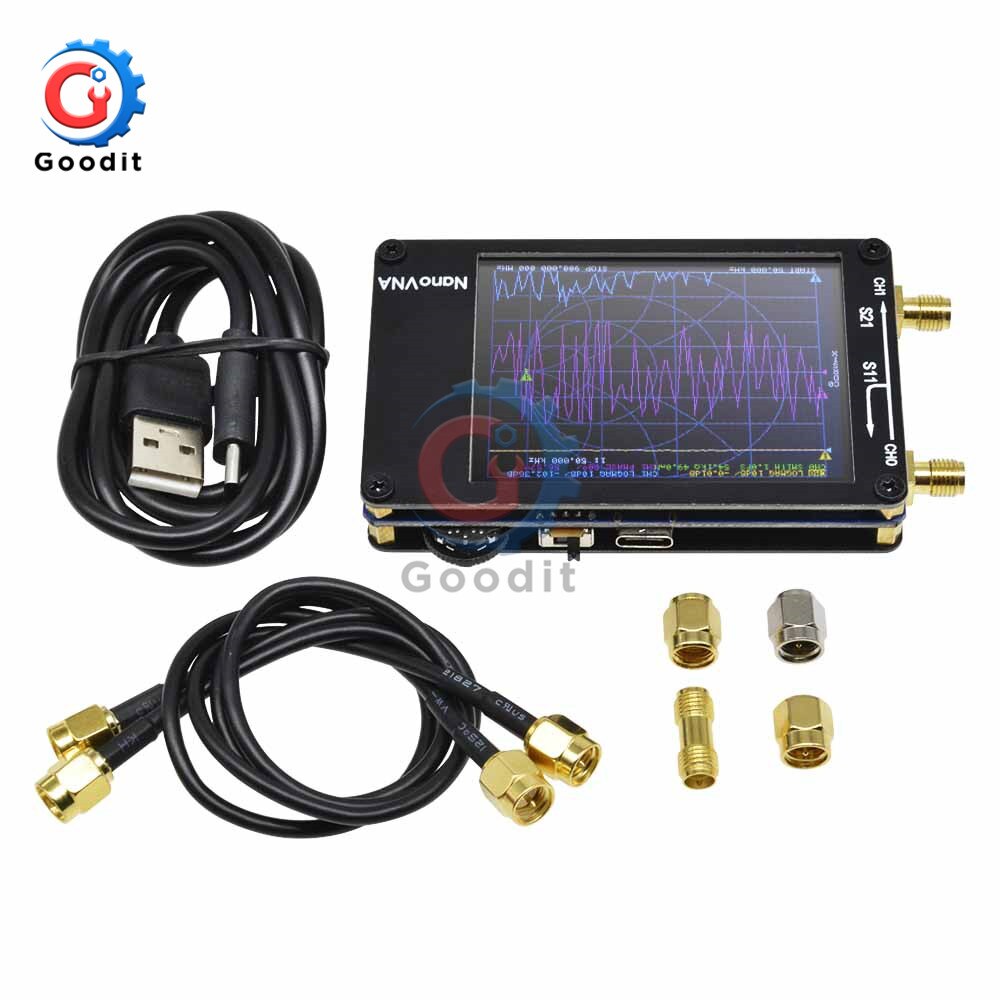 2.8 inch LCD Display NanoVNA Nano VNA Vector Network Analyzer Antenna Analyzer Standing Wave MF HF VHF UHF Genius 50KHz-300MHz: Black