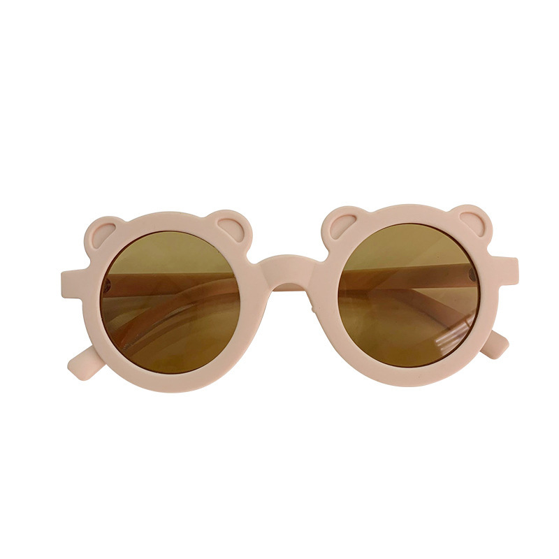 Lunettes de soleil de dessin animé pour enfants, monture en forme d&#39;ours, rondes, pour filles et garçons,