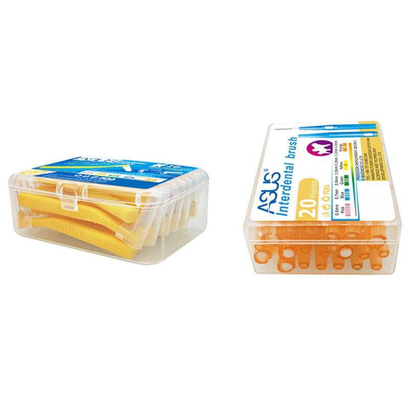40x ASUS Push-Pull Interdental Brush Tooth Pick Tooth Orthodontic Toothpick Toothbrush Yellow &amp; Orange: Default Title
