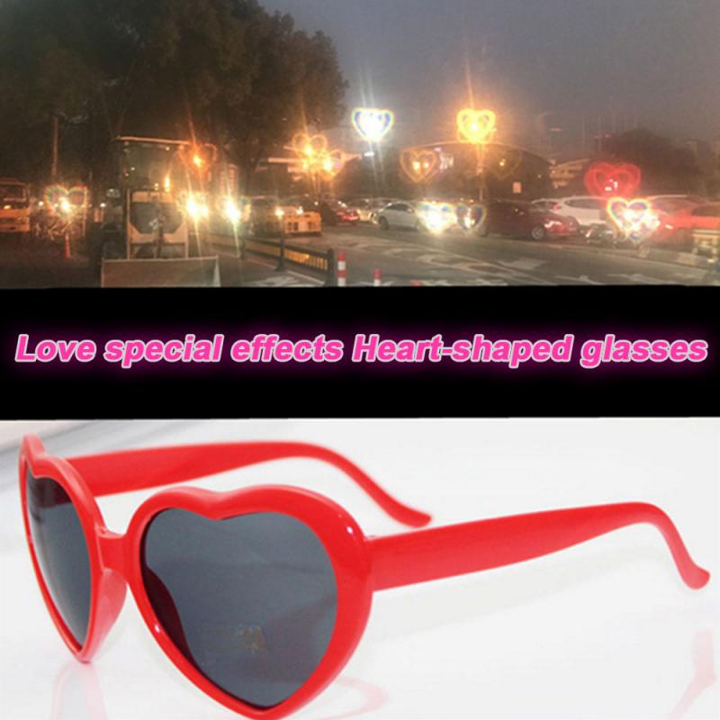 Liefde Bril 'S Nachts Hart-Vormige Lichten Geworden Liefde Speciale Effecten Glazen Netto Rode Bril Zonnebril Vrouwen
