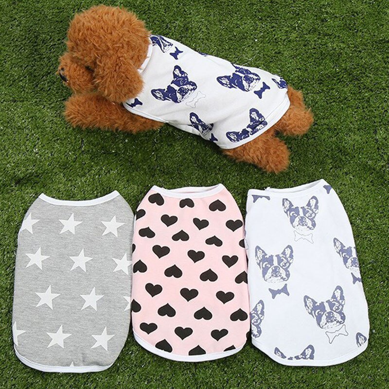 Cute Printing Sleeveless for Small Dogs Heart Start Pattern Comfortable Puppy Dog Vests Lovely Pets Clothes