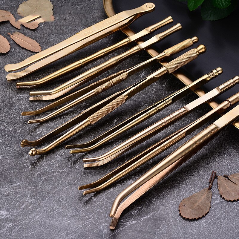 High-Grade Pure Copper Tea Clip Tea Needles Cutters Tweezer Tools Tea Clip Chinese Kung Fu Tea Teaware Kitchen Accessories