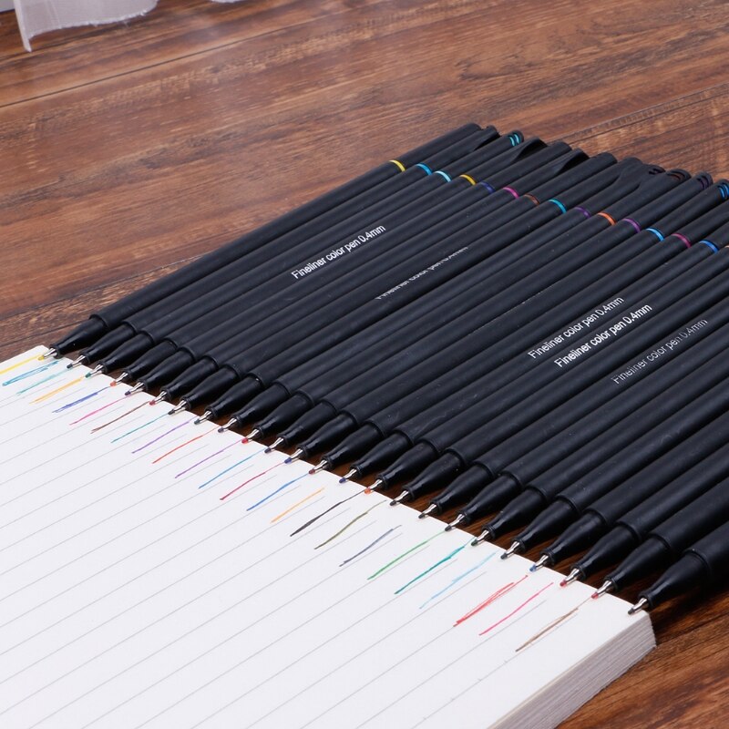 ZHUTING Plastic Fineliner 12 / 24 Colors Pen Set 0.4mm Fine Tip Line Writing Drawing Marker Pen
