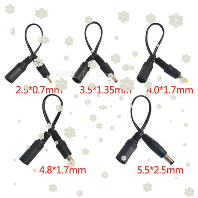Netzkabel 5,5 x 2,1 mm DC-Buchse, Stromanschluss auf DC-Stecker, 5,5 x 2,5 mm, 3,5 x 1,35 mm, 4,0 x 1,7 mm, 4,8 2,5 0,7 Verlängerungsstecker
