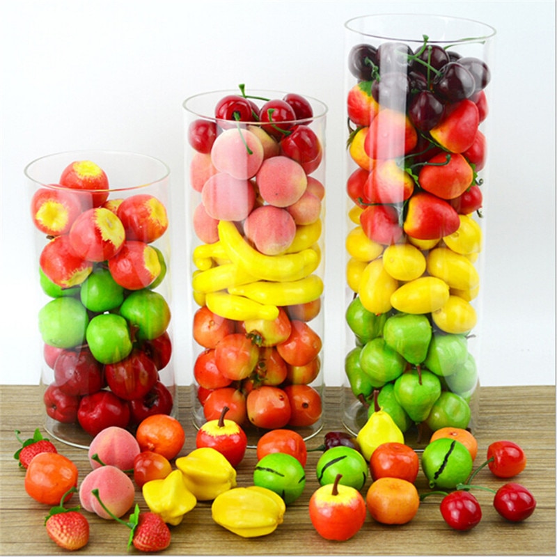 20 stks/set Miniatuur Fruit Keuken Kunstmatige Nep Peer Apple Aardbei Home Decor Keuken Speelgoed Voor Meisjes