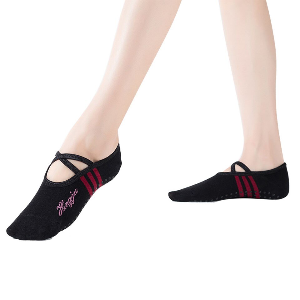 Gobygo 1 par sports yoga sokker tøfler til kvinder anti slip dame dæmpning bandage pilates sok ballet hæl dansebeskytter