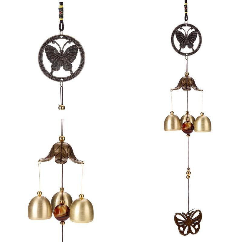 WINOMO Retro Copper Wind Chime Metal Aeolian Bells Butterfly Style for Patio Porch Garden Backyard