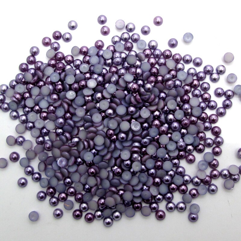 5000 Uds 3mm púrpura oscuro medio Roud perlas FlatBack Scrapbook artesanía cabujón Kawaii DIY adornos Accesorios